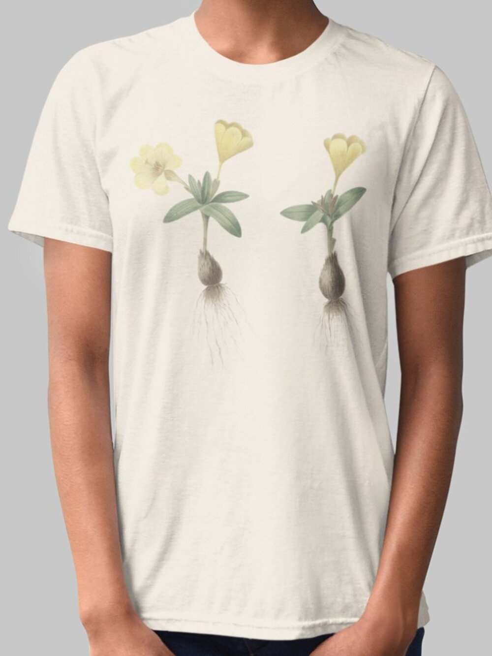 Oval-Leaved Galaxia Vintage Floral Print Short Sleeve Graphic Tee T-shirt S-XXL